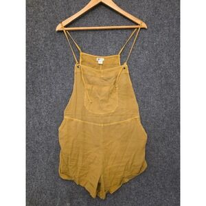 Billabong Overalls Womens Large Yellow Shortall Romper Adjustable Straps Pockets